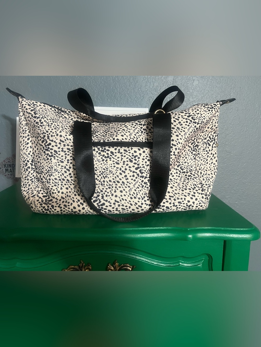🐆 MALI + LILI SIGNATURE LEOPARD PRINT WEEKENDER TOTE BAG BLACK CREAM